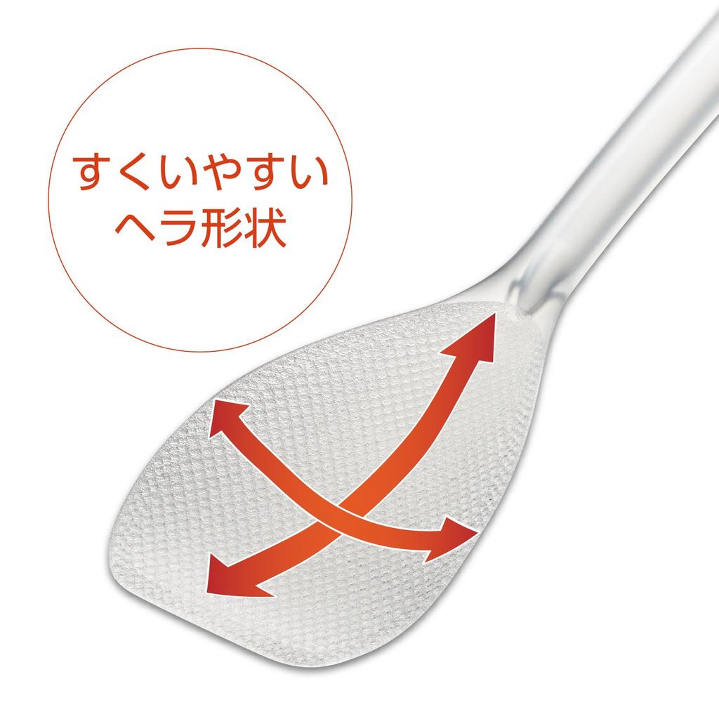 Akebono Sangyo Рис Сделано в Один инструмент для сервировки и Можно использовать для жарки Двойная лопатка Плавающий наконечник для Ложка для риса Широкая белая лопатка, Прозрачный,