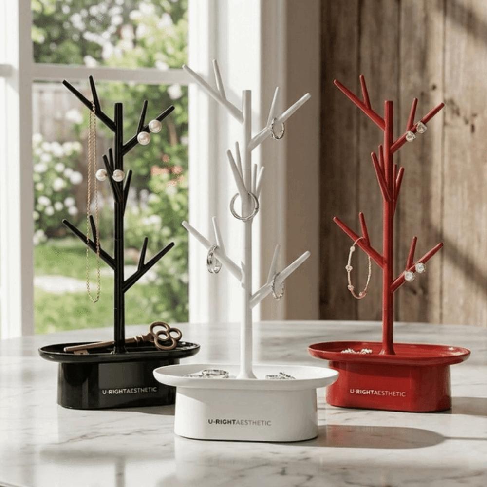 Space Saving Tree Shape Jewelry Rack Plastic Ring Earring Holder Necklace Rack Key Holder Bedroom
