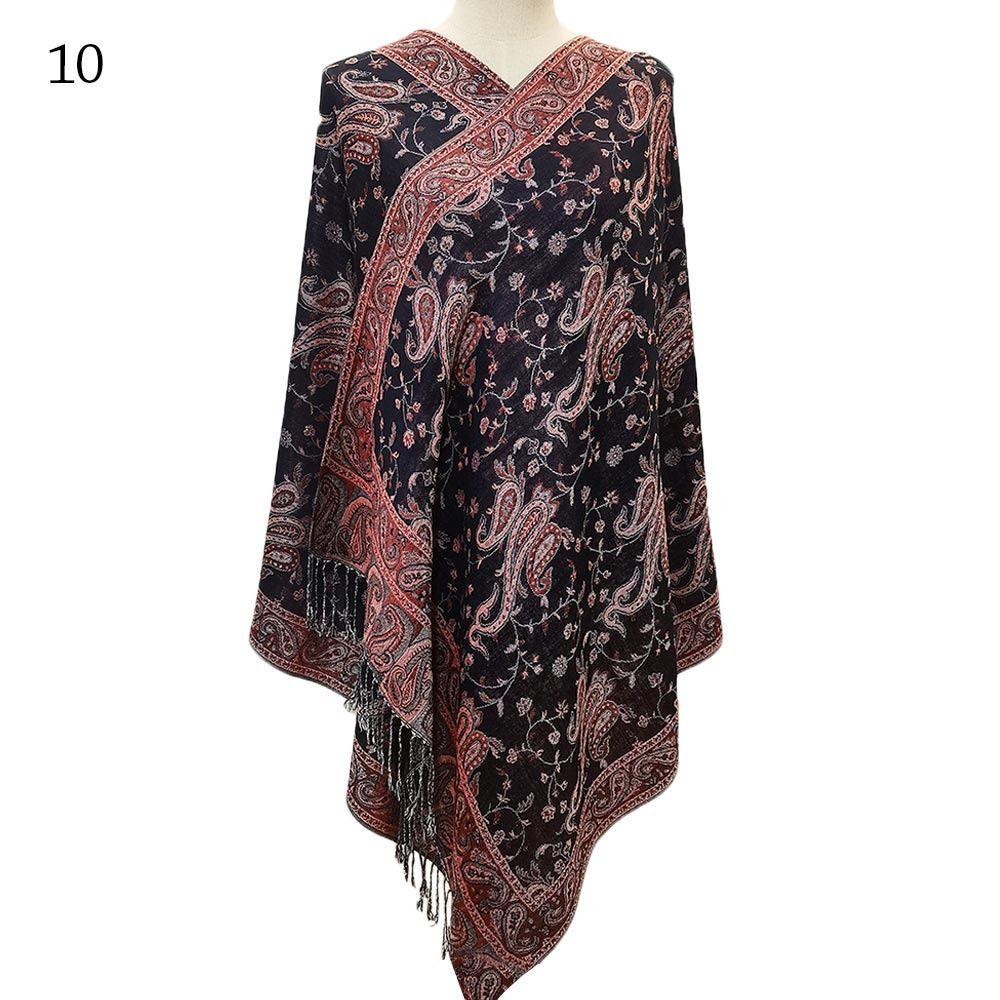 Шаль с кисточками и узором пейсли, модный длинный шарф