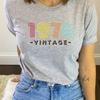 1976 Винтажная Печатная Футболка Топы Подарок на День Рождения Унисекс Универсальная Футболка Круглый Вырез Свободный Модный Повседневный Стиль Обычная Короткая Рукава