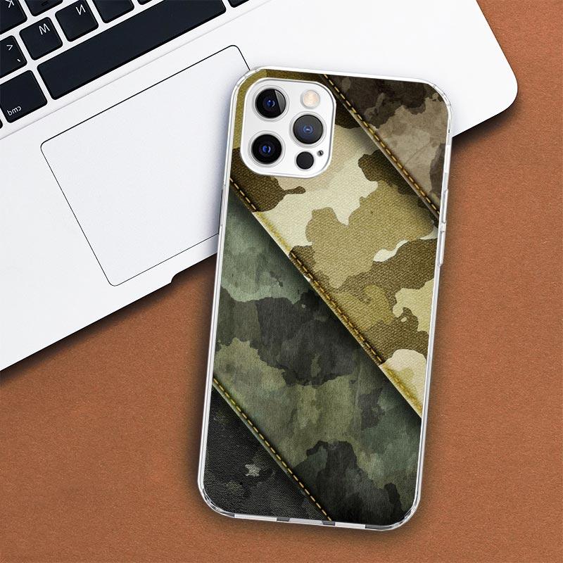 Камуфляжный чехол для телефона в стиле милитари для Apple iPhone 11 12 13 15 14 Pro 7 XR X XS Max 8 Plus + Mini SE, мягкий чехол с индивидуальным принтом