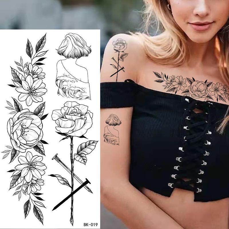 Dark Butterfly Sexy Waterproof Temporary Tattoo Sticker India Women Back Waist Flash Tatoo Girl Body Art Fake Tattoos Realistic