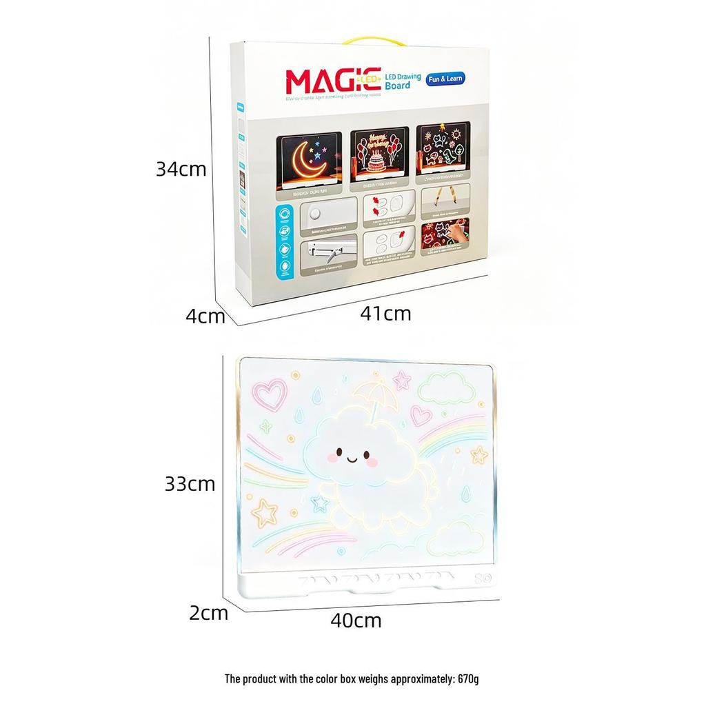 Children's LED Erasable Drawing Board - Fluorescent Doodle & Writing Toy