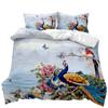 Peacock Duvet Cover Set Elegant Gorgeous Blue Feather Comforter Cover Girls Women Pink Flower Birds Animal Polyester Qulit Cover