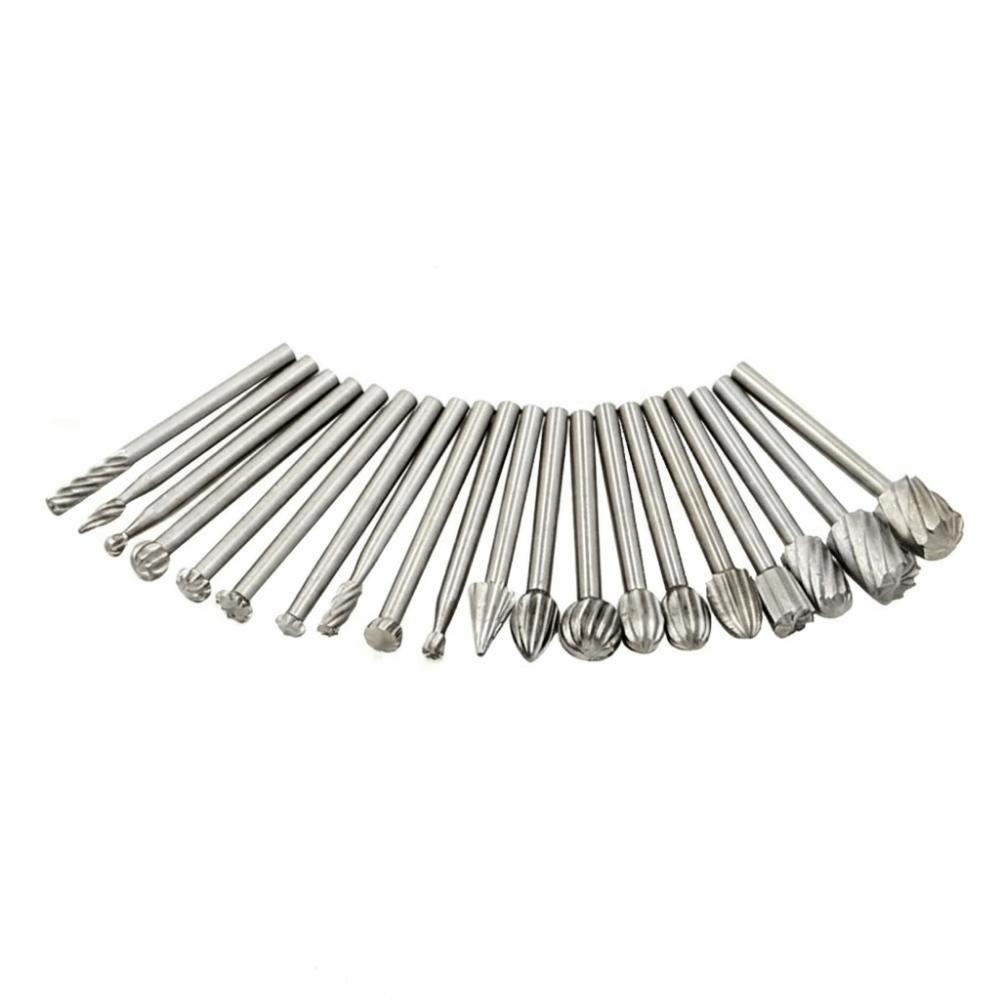 20Pcs High-Speed Steel Rotary Burrs Set 3mm Shank Grinding Tool Set Wood Carving Tools DIY Projects