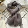 Spring and Summer Thin Breathable Linen Scarf for Women, Artistic Solid Color Shawl Pure Linen Scarf for Women