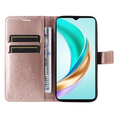Для Honor X6c 4G/X6a 4G/X6b 4G/X5b/X5b Plus Чехол-кошелек Кожаный чехол для телефона с цветочным и бабочковым принтом Подставка