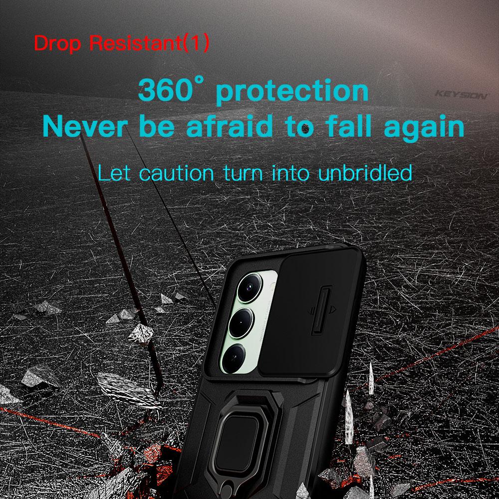KEYSION Ударопрочный бронированный чехол для Xiaomi POCO M8s 5G Защита шторкой объектива камеры Металлическое кольцо-подставка Задняя крышка телефона для POCO M8S 5G