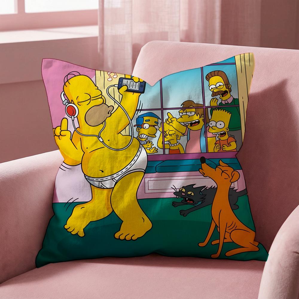 Чехол на подушку Мультфильм The Simpsons - Многоцелевой чехол для подушки для дома и автомобиля - Двусторонний, Мягкий и прочный для ежедневного использования