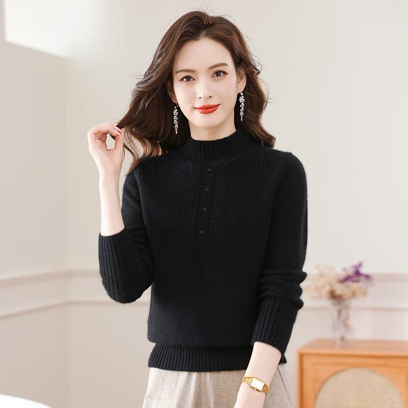 Women's Elegant Mock Neck Pullover Sweater