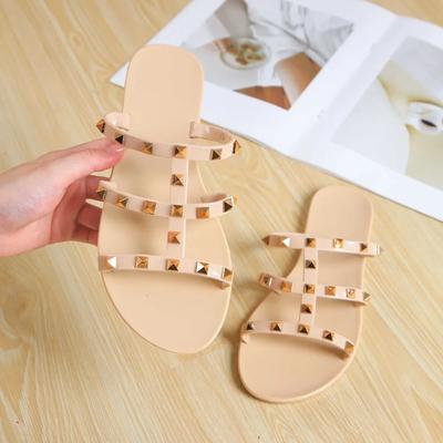 Тапочки Rivet женские летние туфли на открытом воздухе новые туфли Rivet Crystal Shoes Jelly Shoes женские сандалии тапочки на плоской подошве Chanclas Mujer