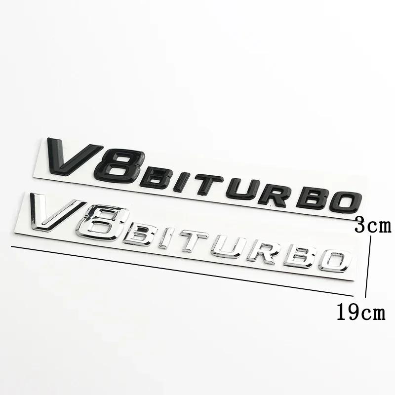 3D Chrome Black V8 V12 BITURBO Lettering Fender Emblem Badge Sticker for Mercedes Benz AMG logo E63 CL63 CLS63 G63 ML63 S63 SL63 AX1