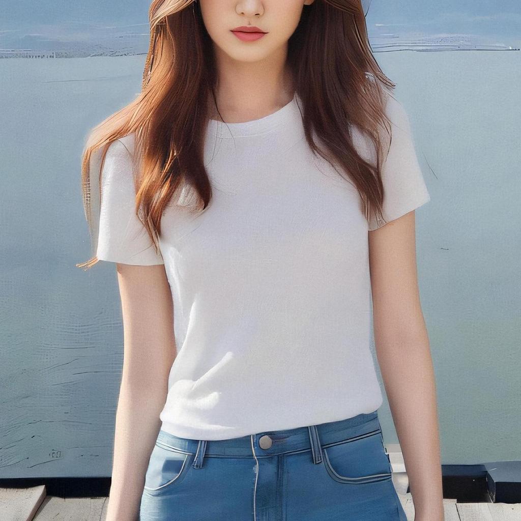«Высококачественная европейская футболка Tencel Wool Slim Fit с коротким рукавом для женщин — новая летняя мода, круглый вырез, стиль класса люкс»