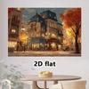 1 amazing cityscape 2D background - old buildings  autumn trees and street lights  multiple sizes suitable for photo studios