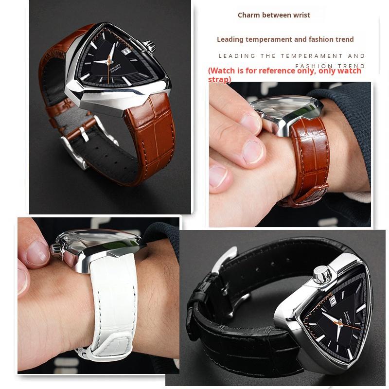 Для Hamilton VENTURA Presley 80-летие H24535331/H24525331/H24585331 Кожаный ремешок Браслет для часов мужской Черный Коричневый Браслет