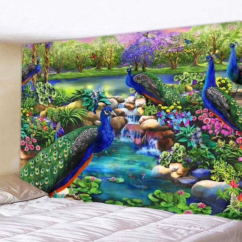 Bedroom Living Room Tapestry Parrot Peacock Art Pattern Fashion Home Decoration Tapestry