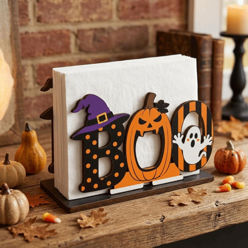 Cartoon Halloween Tissue Dispenser Ghost Pattern Tabletop Decoration Restaurant