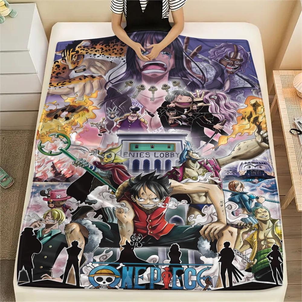 Фланелевое одеяло с принтом персонажей One Piece, Высококачественное, Удобное для всех сезонов, Декор для дома, Тепло и уют, Идеально для рождественских подарков