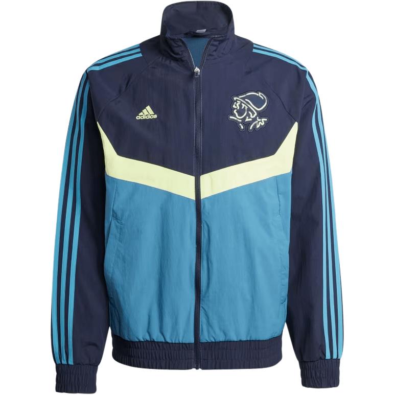 adidas Аякс Амстердам Серия Весна-Лето 24 Логотип Бренда Полоса Молния Спортивная Куртка с Длинным Рукавом Мужская Куртка Чернильно-Синий Белый IT4210