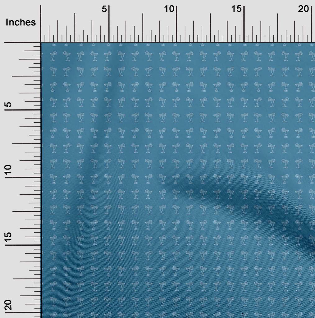oneOone Cotton Flex Blue Fabric Mocktail Dress Material Fabric Print Fabric By The Yard 40 Inch