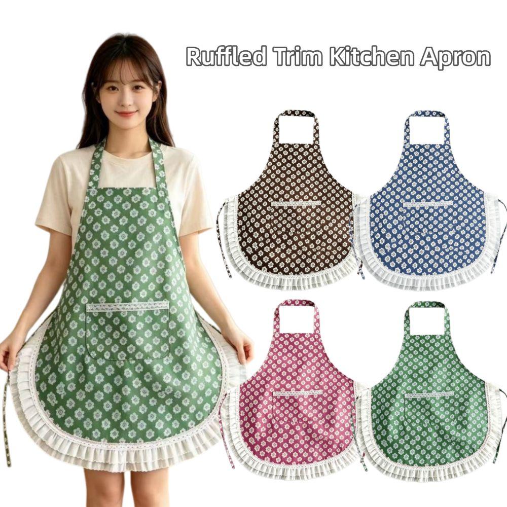 Lace Design CookingApron Stain-proof Work Clothes New Ruffled Trim Apron Home Use