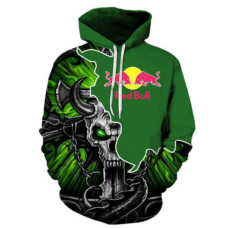 Новый мужской повседневный костюм с капюшоном и 3D-цифровой печатью Red Bull Racing, худи