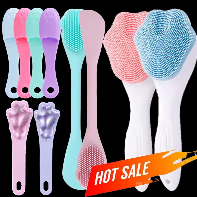 Soft Silicone Facial Cleansing Brush 2 In 1 Silicone Face Mask Brush & Face Scrubber For Exfoliating Massaging Remove Blackhead