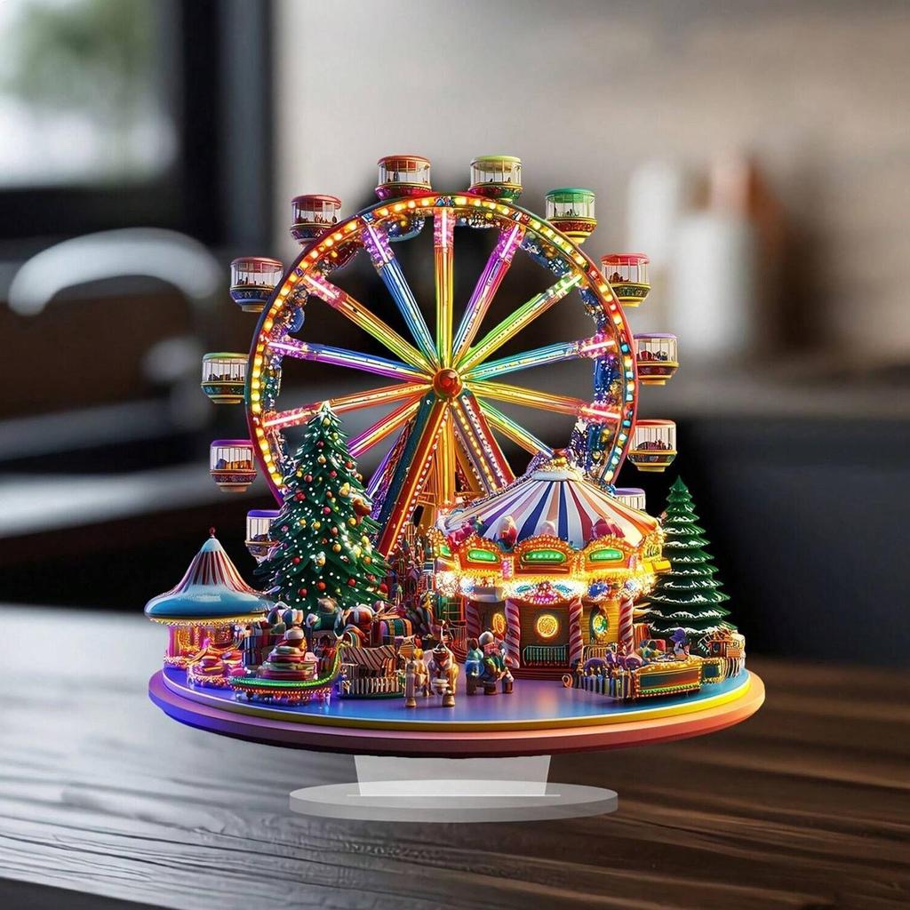 2D Acrylic Ferris Wheel Accent Ornament Ferris Wheel Display Board Christmas Holiday Decoration 2025 Xmas Navidad Party Supplies