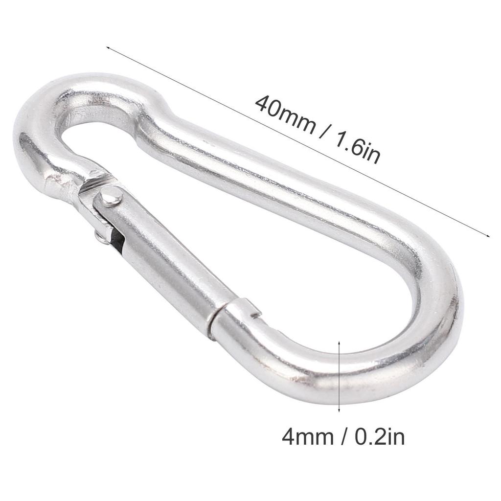 5pcs 40mm Carabiner Clip Stainless Steel Heavy Duty Spring Snap Hook for Hammock Dog Leash