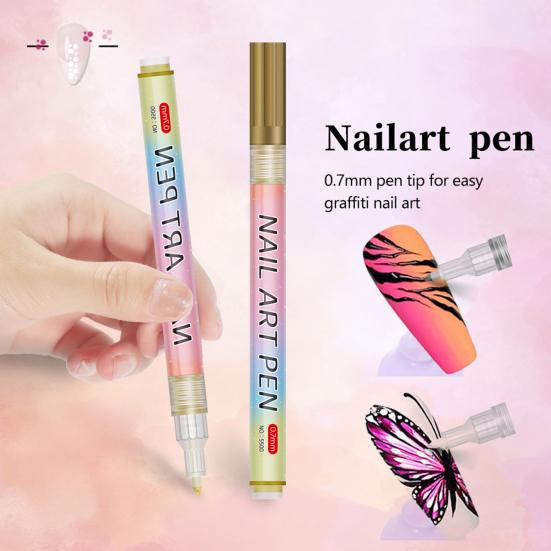 Nail Art Pen Set DIY Plastic Paint Markers for Gel Nails 0.7mm Tip Doodle Drawing Pens Gift for Beginners And Professionals