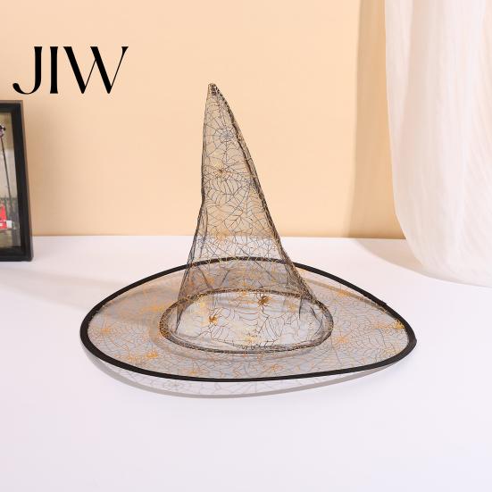 Carnival Night Hat Cone-shaped Transparent Organza Witch Hat, Lightweight Halloween Costume Accessory for Wizard Party Decorations And Cosplay