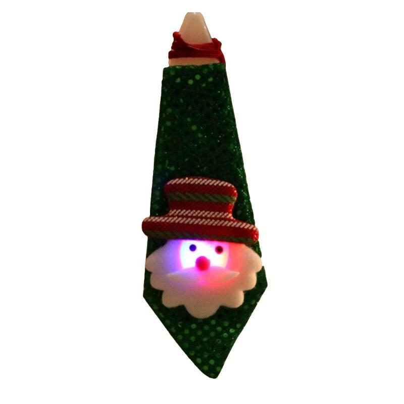 57BD 8Inch Christmas Costume Bow Tie Glow at Dark(Optional) Interactive Xmas Necktie with Blinking Sequin Cloth Novelty Gift