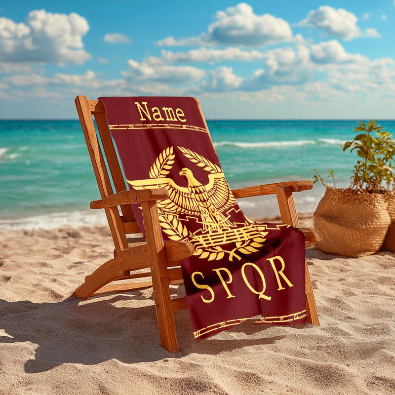 Personalized customized proof beach towel with SPQR logo pattern - soft, absorbent,quick-drying,perfect swimming,camping&bathing