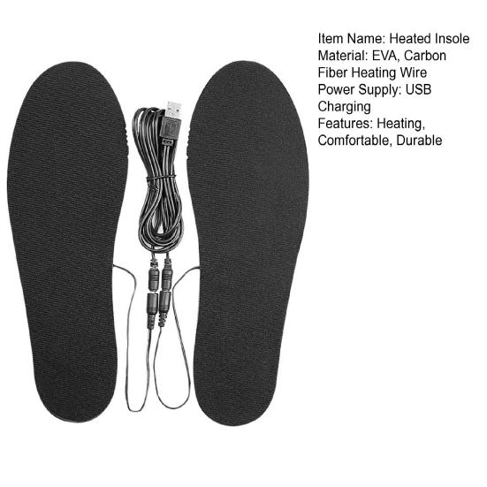 Стельки с подогревом, перезаряжаемые через USB, с возможностью резки, моющиеся, электрические стельки с подогревом, зимние грелки для ног для кемпинга, охоты