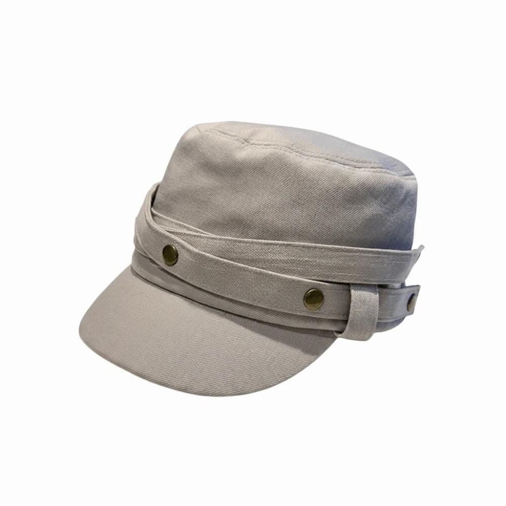 Cross Ribbon Retro Equestrian Cap Washed Denim Rivet Top Cap Denim Flat Hat Weekend Outing