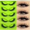 1pc 5-Pair Green Fox Eye Cat Eye False Eyelashes, Thick & Curly