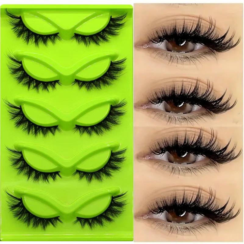 XF 5 Pairs Fox Eye Lashes 3D Silk Fluffy Faux Mink False Cat Eyelashes Custom Packaging Box with Private logo