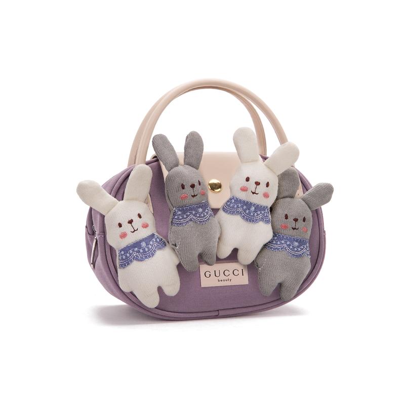 Gucci Cosmetic bag/toiletry bag [Customized Bag] Bunny Party Cute, Sweet and Simple Taro Purple Canvas Hand-Ball Messenger Girly Purple bunny party