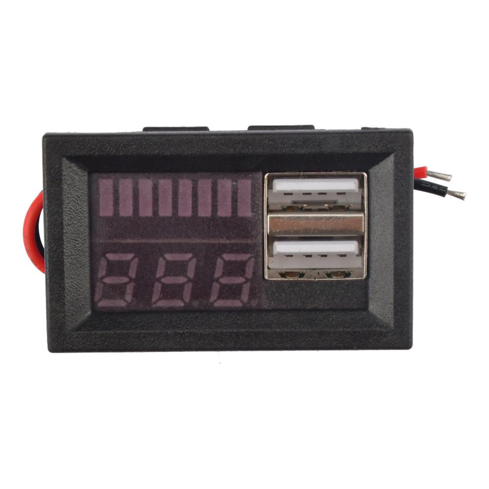 USB 5V 2.4A Автомобильный вольтметр Детектор напряжения 12В-24В 3S-7S Индикатор питания литиевой батареи Тестер емкости Литий-ионная батарея