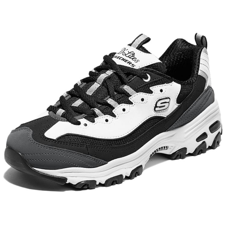 Skechers DLites 1.0 Удобные Модные Прочные Низкие Папины Кроссовки Женская Кроссовка Черный Белый 150555-BKW
