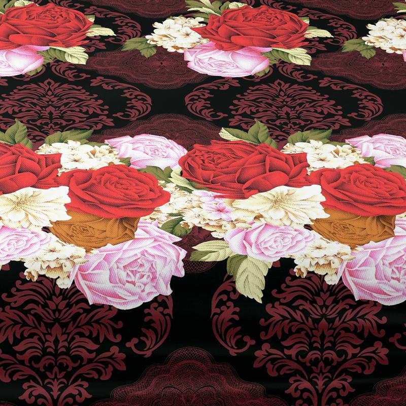 1 Simple Modern Plant Flower Printed Matte Fitted Sheet, Bedroom Printed Bed Cover, Bedding (Excluding Pillowcases)