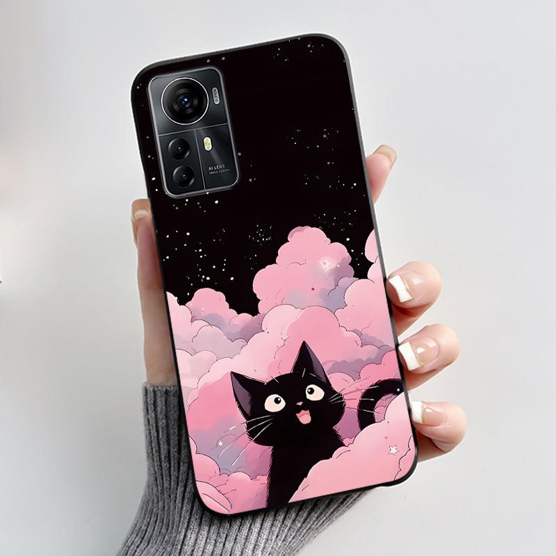 Phone Case For ZTE Blade A72s/Optus X Max/Blade V41 Smart Soft Silicone Black Case Lovely Pattern Puppy Rabbit Shockproof Shell