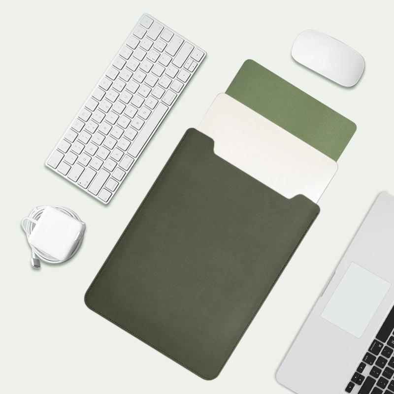 Non-Magnetic Laptop Sleeve - Compact Durable Synthetic PU Case With Rolling Function For Computer Laptop Bag