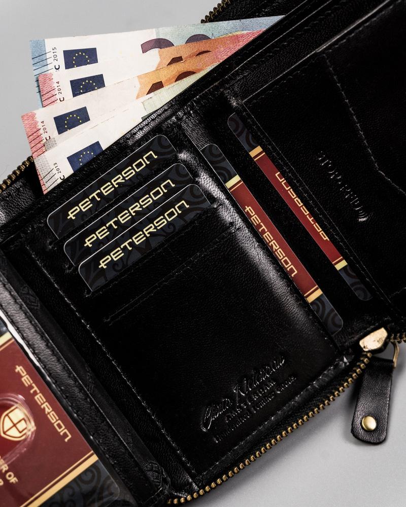 Leather wallet with carbon fiber zipper - Peterson