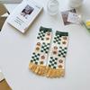 2 Pairs Five Finger Women Animals Cartoon Print Japanese Cute Socks Casual Plaid Floral Vintage Female Sock