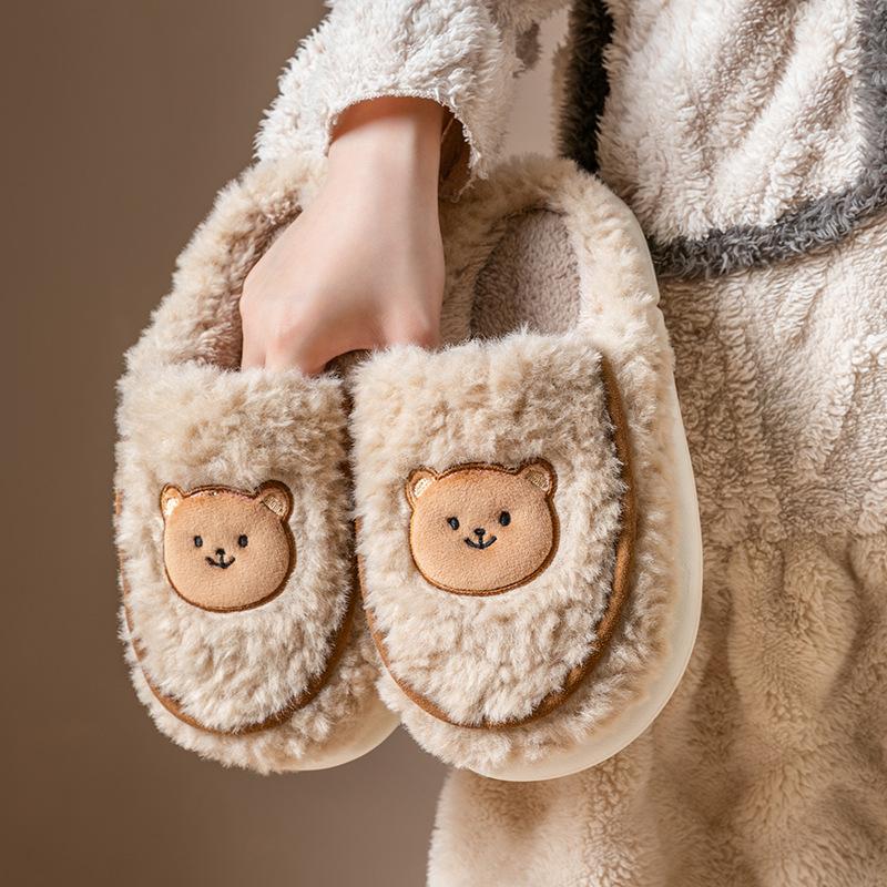 Тапочки из хлопка для родителей и детей, осенне-зимние, для пар, теплые, пушистые, нескользящие, на толстой подошве, для дома, плюшевые тапочки