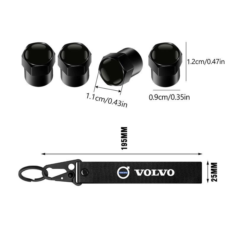 For Volvo ew14Pcs Aluminum Metal Car Tire Valve Cover Car Nylon Keychain Accessorie For volvo Rdesign XC60 XC90 V40 V50 V60 V70 V90 T6 AWD
