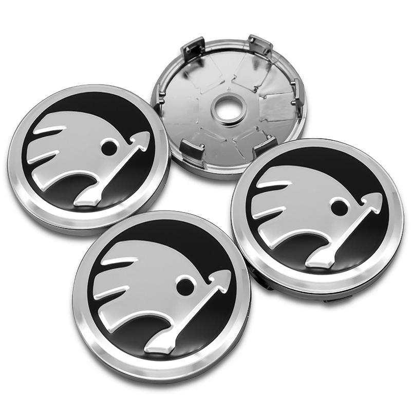 JIYQ3 4Pcs 56/60mm Car Wheel Center Hub Caps Sticker Rim Cover Emblem Badge For Skoda Octavia 2 3 a5 a7 Fabia Kamiq Kapoq Kodiaq Rapid