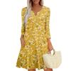 Женское летнее платье, свободное платье с V-образным вырезом, рукавом три четверти и карманами