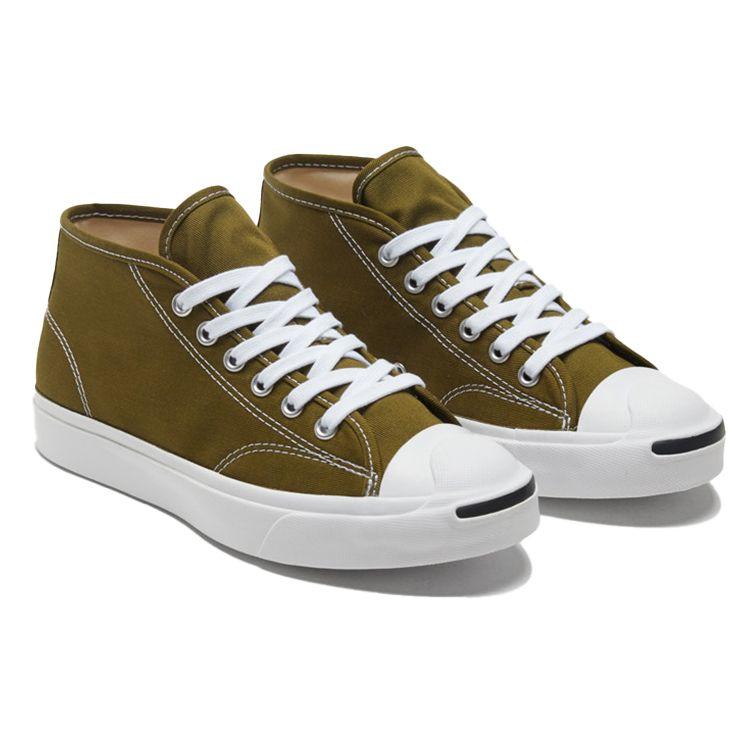 Converse Jack Purcell Круглый Носок Шнуровка Полувысокие Холщовые Ботинки Унисекс Кроссовки Зеленый 168521C